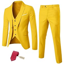 MYS Men's 3 Piece Slim Fit Suit Set, One Button