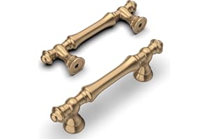 Amerdeco 10 Pack Champagne Bronze Cabinet Pulls 3 Inch(76mm) Hole Center Cabinet Hardware Kitchen Cabinet Handles for Bathroom Drawer Pulls Dresser Pulls ZH0014…