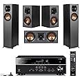 Klipsch Reference 5.0 Home Theater System with 2X R-610F Floorstanding Speaker, R-52C Center Channel Speaker, 2X R-41M Bookshelf Speaker and RX-V385 5.1-Channel Receiver, Black