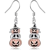 Halloween Earrings for Women 925 Sterling Silver Bat/Ghost/Pumpkin Halloween Dangle Drop Earrings Holiday Party Accessories Fashion Jewelry for Women