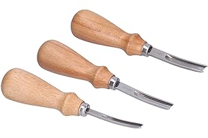 3Pcs Leather Edge Bevelers, Stainless Steel with Comfortable Grip, for Leather Edge Trimming and Thickness Scraping