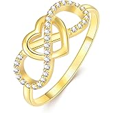SISGEM Solid 14K Gold Infinity Heart Ring for Women,14kt Real Gold Heart Moissanite Promise Ring Wedding Bands Ring Engagement Ring Jewelry Gifts For Mon Wife Valentine's Day Anniversary Birthday