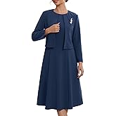 WOMLAYOUT Women's Wedding Guest Suit Dress Two Pieces Sets Formal Sleeveless Dress and Crop Blazer Shrug