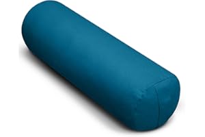 Sunshine Yoga 28" x 9" Just Right Large Round Yoga Bolster - Cotton Grey Massage Bolster Pillow With Handles - Circular Yoga Pillow and Cushion for Home or Studio - 1 or 2 Pack