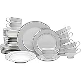Mikasa Parchment 40-Piece Dinnerware Set, Service for 8, Durable Porcelain Plates, Bowls, and Mugs with Contemporary Design, Dishwasher Safe