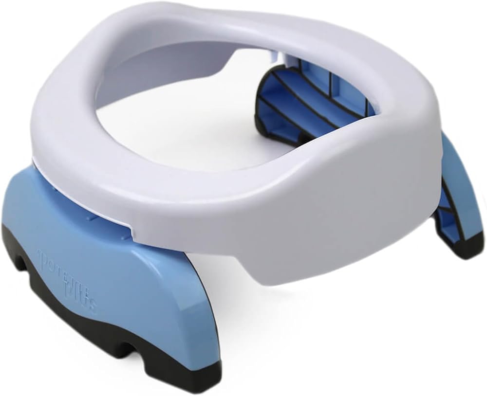 Potette Plus 2-in-1 Folding Travel Potty & Toilet Trainer Seat White/Blue