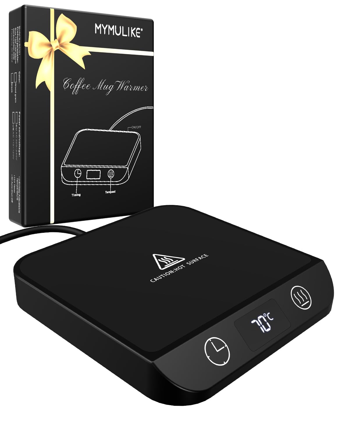 MYMULIKE Mug Warmer, Coffee Mug Warmer with 6 Temperatures (45℃-70℃ LED Display Electric Smart Beverage Coffee Warmer Cup Warmer & Timer Auto Shut of Coffee, Tea, Milk, Mug Warmer for Office or Home