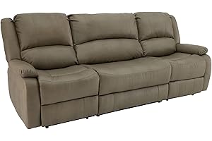 RecPro Charles 94" Double Recliner RV Sofa with Convertible Console | Zero Wall Reclining Sofa for Camper | Wall Hugger Couch | Upgraded 2023 Fabric (Putty)