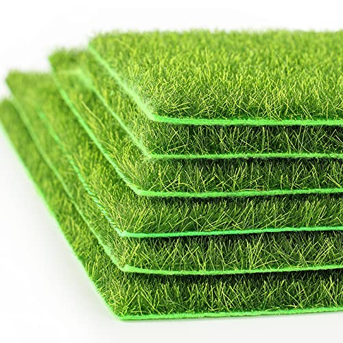 Shindel 6PCS Fairy Artificial Grass, Grass Mats for Miniature Garden Buildings, Artificial Garden Grass, 3 Size