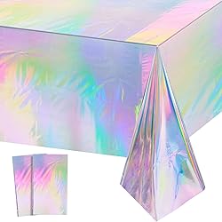 2 Pack Iridescence Plastic Tablecloths Shiny