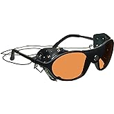 proSPORT Glacier Sunglasses Leather Side Shields HD Smoke Yellow UV400 Lenses Snow Hiking Driving Motorcycle ATV Alpine Use