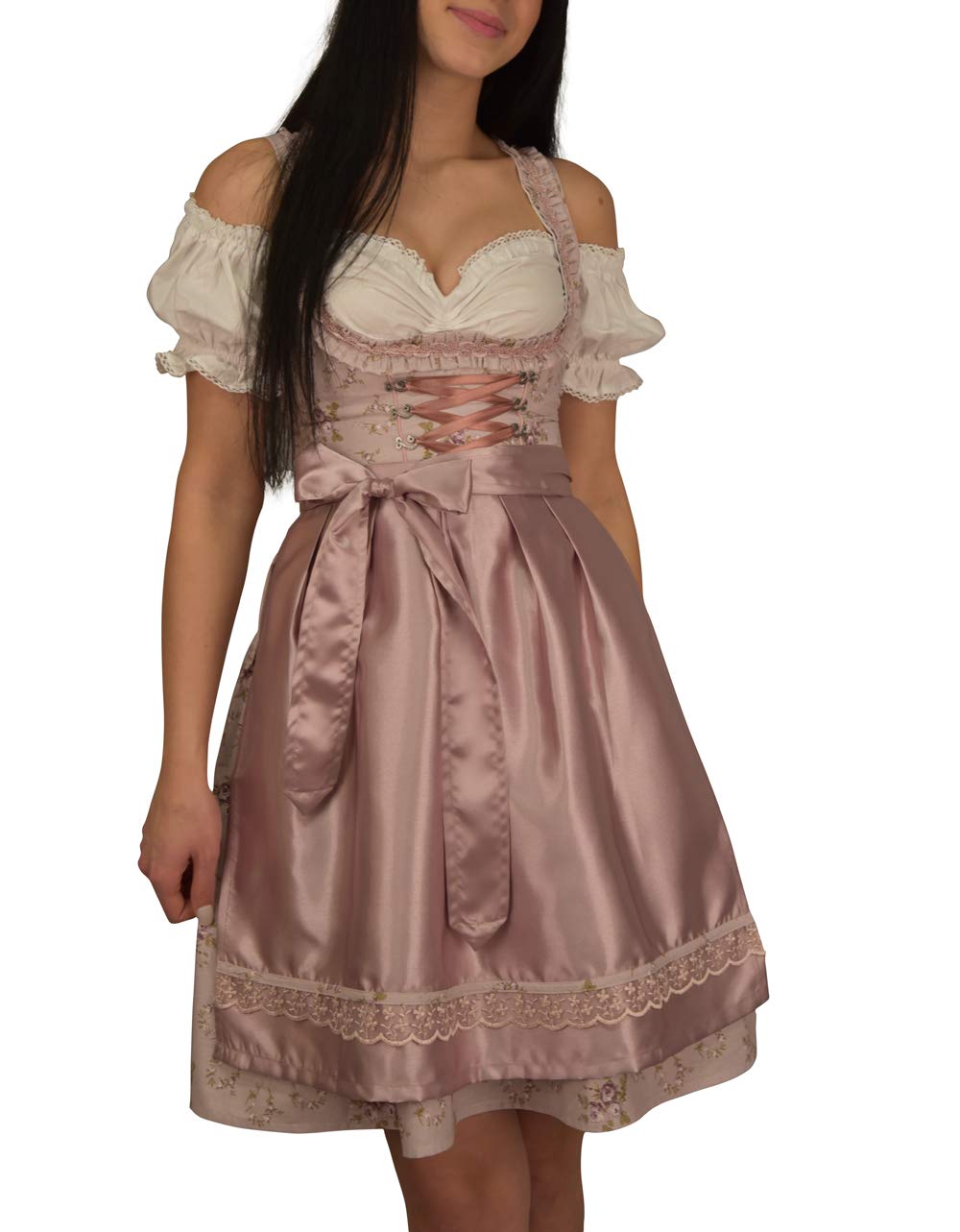 Golden Trachten 522GT Dirndl Set Traditional Dress Pastel Purple Fine Floral Size 6 to 14, Purple, 16