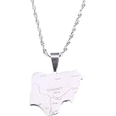 Stainless Steel Silver Color Nigeria Map Pendant Necklaces Fashion Nigerians Country Map Chain Jewelry