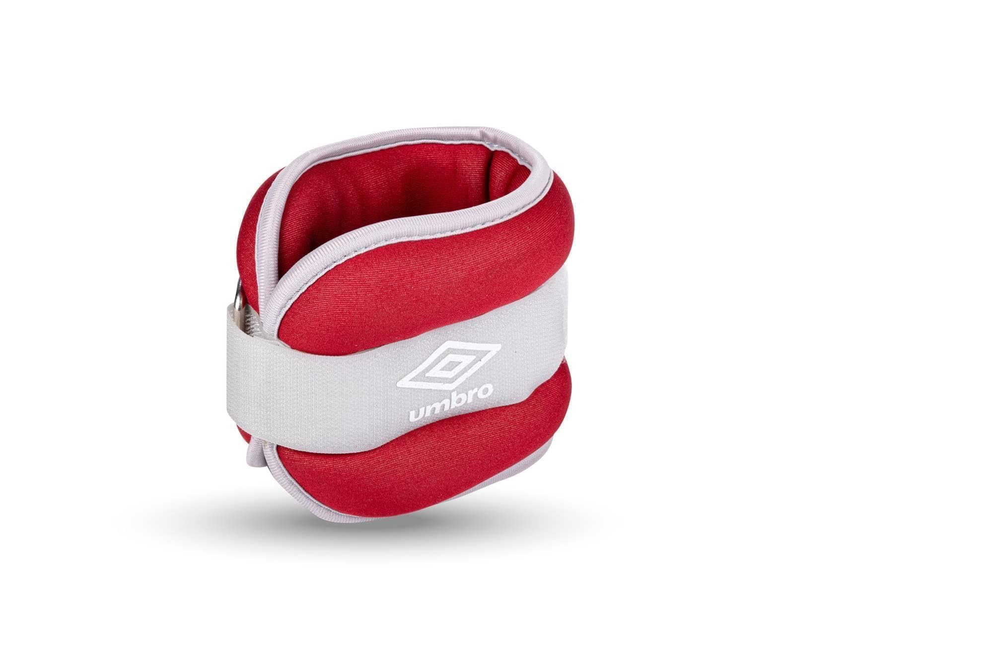 Umbro Weight Cuffs - Weights for Legs and Arms - Pack of 2 of 1000 g - Adjustable with Velcro Fastener - Comfortable Fit - Grey/Red