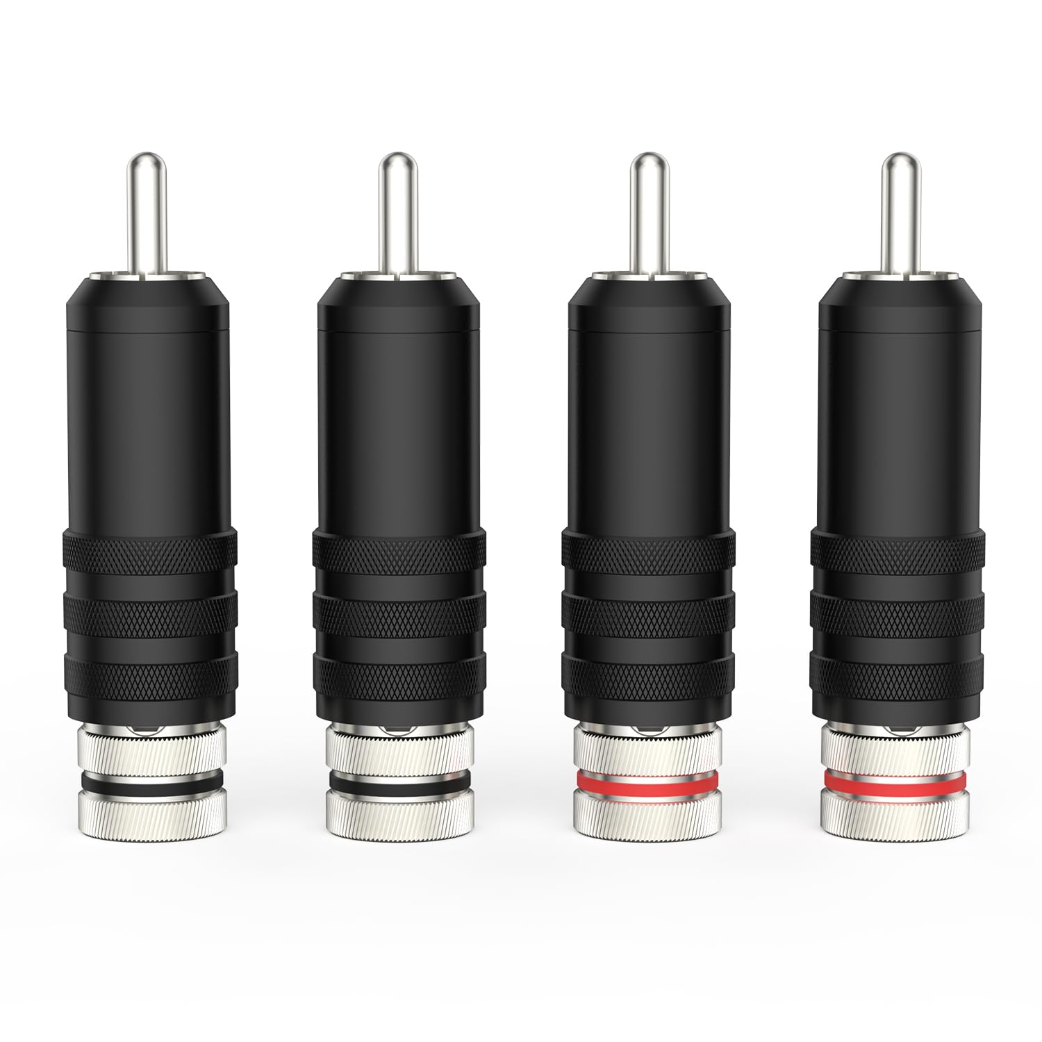 Viborg 4 Pcs Silver Plated Male Rca Connectors Phono Rca Plugs For 9mm Cables (Silver Plated Rca Plugs-01)