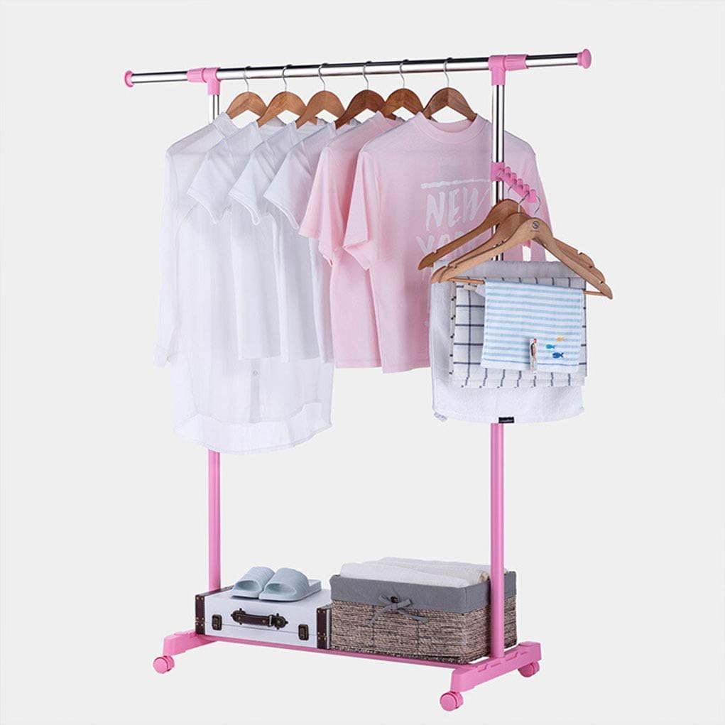 Lzpff Cloakroom Coat racks in stainless steel Coat racks (Color: Silver) (Color : Pink)