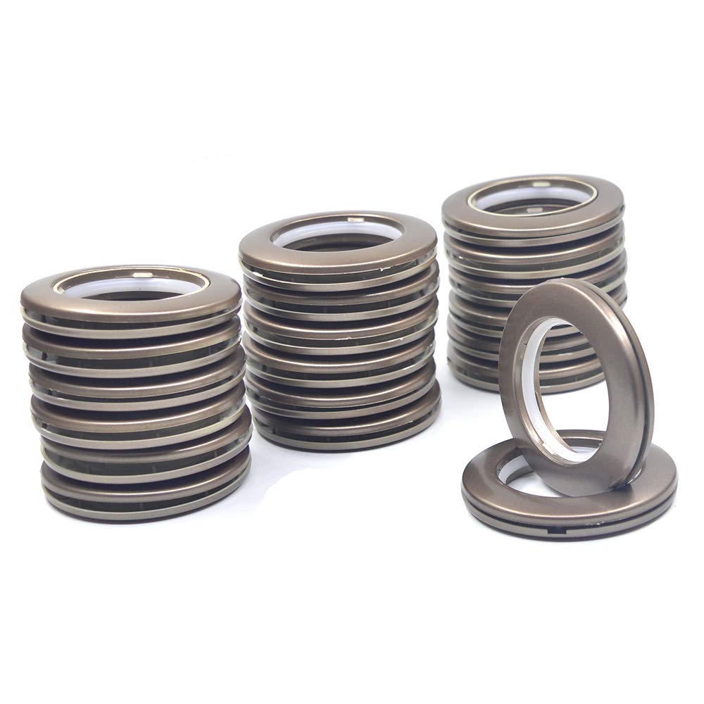 Ailejia 20 Pack Curtain Grommet Kit Inner Diameter Silencer Sliding Brown Shower Grommets ABS Material Reusable Easy snap Install 1.7 Inch for Fabric Fasteners (weak Tea)