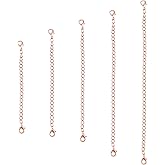 5 Pieces Necklace Extenders eBoot Chain Extenders Set for Necklace Bracelet DIY Jewelry Making (Rose Gold)