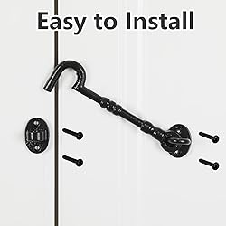WellMade 6" Hook and Eye Latch for Door, Rust-Proof