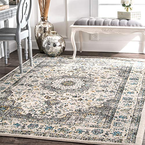 nuLOOM Traditional Fancy Verona Vintage Persian Area Rug, 8' 10" x 12', Grey, Gray