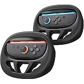 Spigen Steering Wheels Designed for Nintendo Switch 2 JoyCon Controllers (2025) Racing Wheels for Mario Kart World / 8 Deluxe, 2 Pack - Black