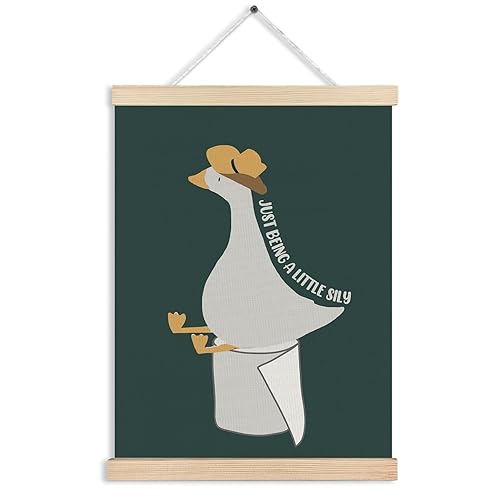FITIE 138CY-GQ-Bathroom goose, Funny Cowboy Silly Goose Bathroom Wall Art, Western Cowboy Bathroom Decor, Just Being a Little Silly Goose Canvas Wall Art Poster Hanger Frame for Bathroom Toilet Washroom Decor, 12x16 Inch