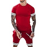 Babioboa Mens Short Sets 2 Piece Outfits Fashion Summer Tracksuit Casual Shirt Shorts Slim Fit Athletic Sports Sweatsuit