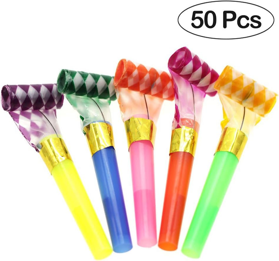 Mmrm Party Horns Noisemakers Blowouts 50pcs Amazon.co.uk Toys & Games