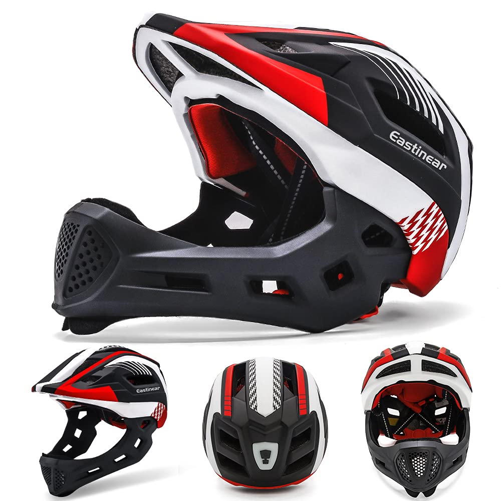 EASTINEAR Kids Bike Helmet Full Face Adjustable Children Bicycle Helmets with LED Light Cycling Helmet for Boys and Girls Ages 3-8
