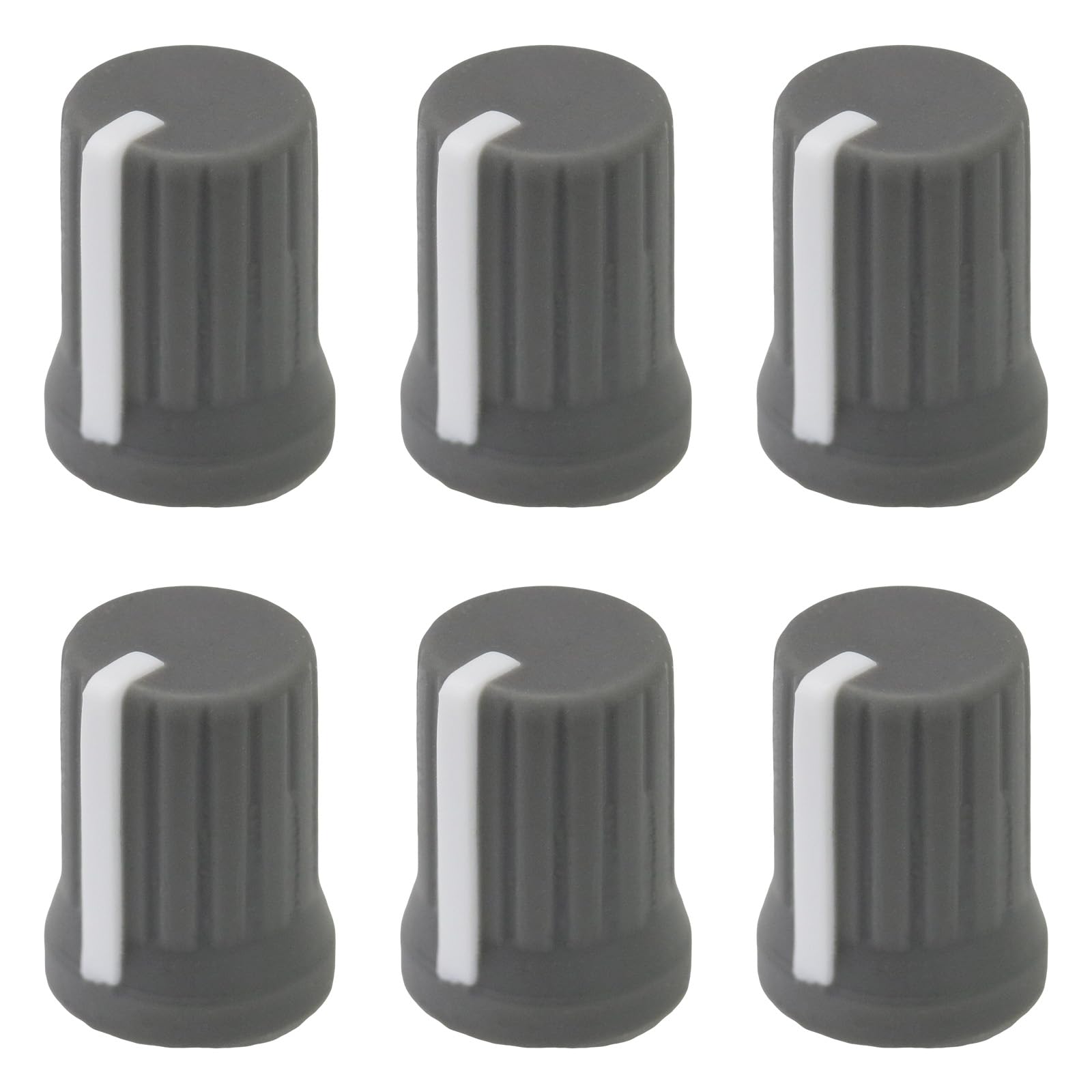 6mm D-Shaft Hole Rubber Soft Grip Vibrant Colour Body Mixer Knobs Pack of 6 (Grey)