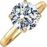 BAGUTTA PAVONE 1/2/3/4 CT Round Moissanite Engagement Ring for Women,S925 Sterling Silver Solitaire Moissanite Ring with 18K Yellow/White Gold Plated,D Color VVS1 Anniversary Wedding Band