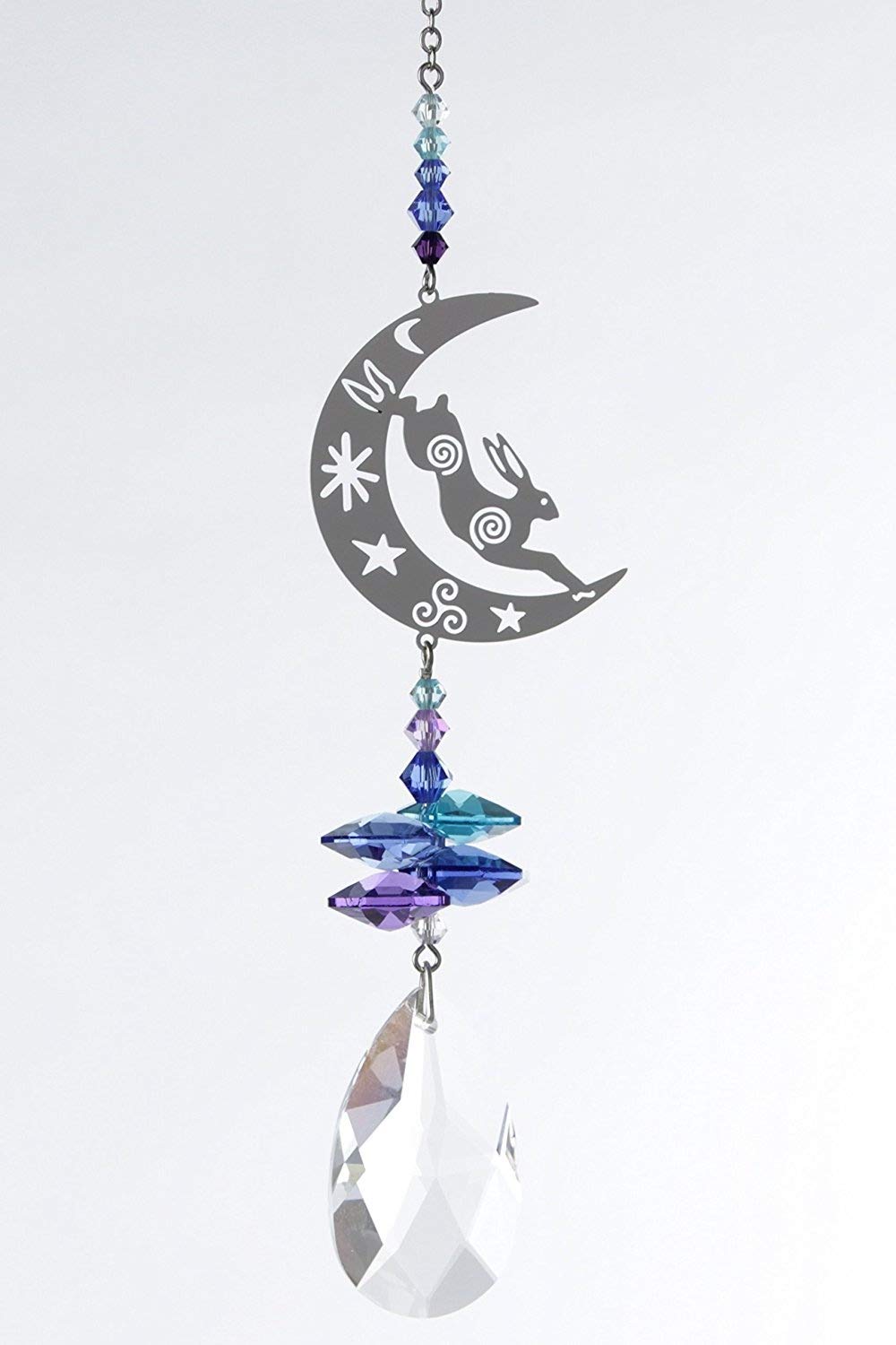 Moonlight Crystal Fantasy Hanging Suncatcher/Rainbow Maker + 38mm Almond Crystal - HARE - Embellished with Swarovski Crystals