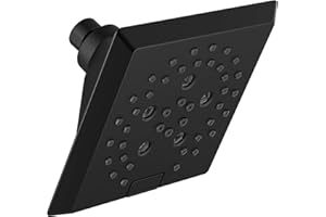 Delta Faucet 5-Spray H2Okinetic Raincan Shower Head, Black Showerhead, Square Shower Head, Delta Shower Head, Water Saving Shower Head, Matte Black 52664-BL