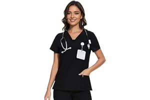 COZYFIT Scrubs for Women - V-Neck Women Scrub Tops with 3 Pockets,Soft Stretch