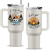 Uibunoo Gift Idea for Campers, Campsite Tumbler with Handle, 40 Oz Stainless Steel Camp Tumbler, Camper Gifts for Campers Women Men, Camping Lovers, Gifts for Thanksgiving Christmas, 1 PCS