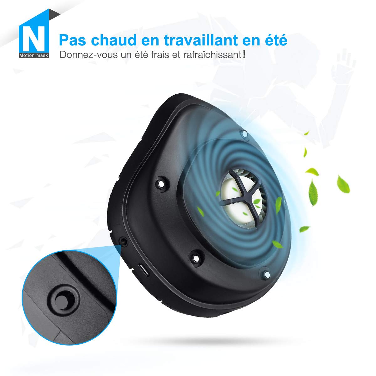 isYoung Masque Anti-Poussière de Respirateurs Masque de Sécurité Réutilisent avec USB Contre la Poussière Le Pollen Les Pesticides et Les Vapeurs Organiques