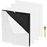 PR1 Air Filter Replacement for MOOKA PR1 Air Purifier, 1 Pack High Efficiency Air Filter with Activated Carbon Filter + 3 Pack Pre-Filters