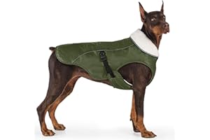 EMUST Dog Coat Winter, Waterproof Pet Snow Jacket for Winter, Adjustable Small/Medium/Large Dog Coat, Green, L