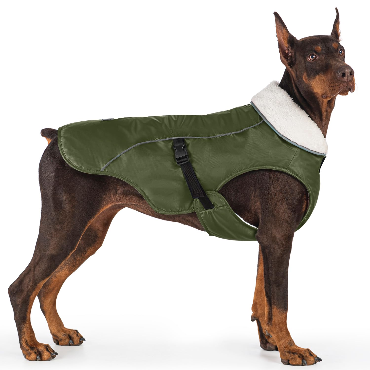 EMUST Dog Coat for Winter, Cozy Winter Jackets for Small dogs, Solid Color Dog Apparel for Cold Weather with Fleece Lining, Green,S