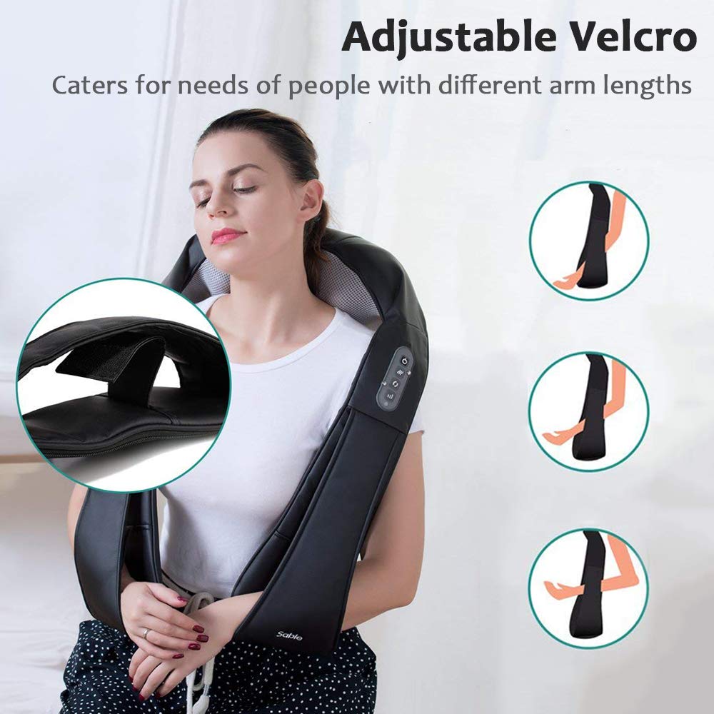 Neck Massager Cordless with Heat, Rechargeable 2600mAh Battery, Sable Shiatsu Tissue Kneading Massage for Shoulder, Foot and Back, FDA Approved for Car Home Office Travel Use