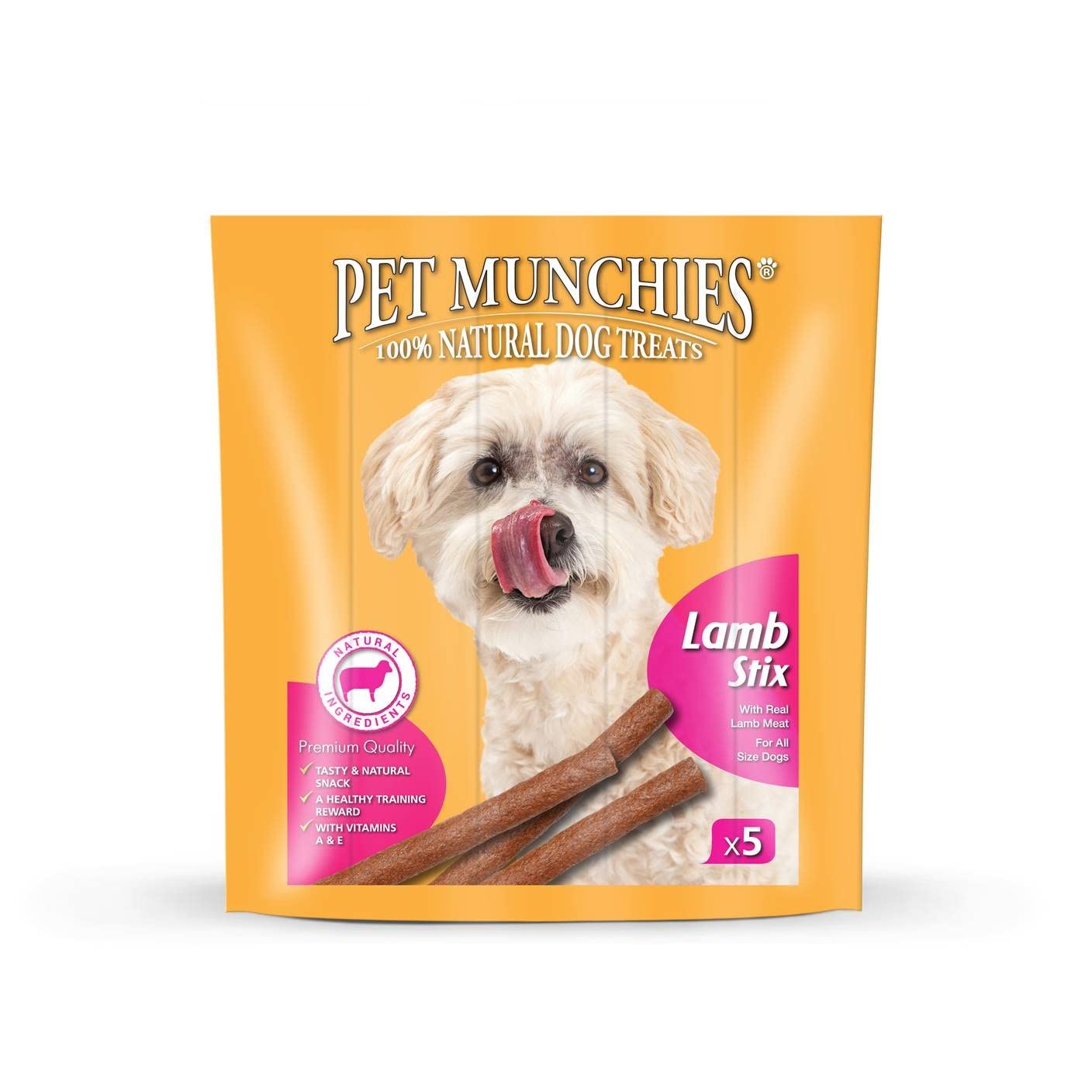 Pet Munchies Lamb Stix Dog Treats, Healthy Training Treats with Natural Ingredients 50g (5 Chews)