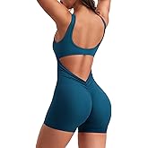 YEOREO One Piece Workout Jumpsuits for Women Backless Tummy Control Sleeveless Jumpsuits Lizvette V Back Scrunch Yoga Romper