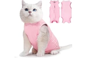 Tiagoboo cat Recovery Suit Soft Cat Surgery Recovery Suit Female Cat Onesie for Cats After Surgery,Cone E-Collar Alternative Anti-Licking Protective Outfit Pet Surgical Recovery Pajama Suit