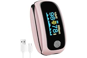MANHERO Pulse Oximeter Rechargeable, Blood Oxygen Meter Finger, Pulse Ooximeter with Respiratory, Respiration Rate Monitor, Oximetry for Sports Aviation Use Only (Pink)