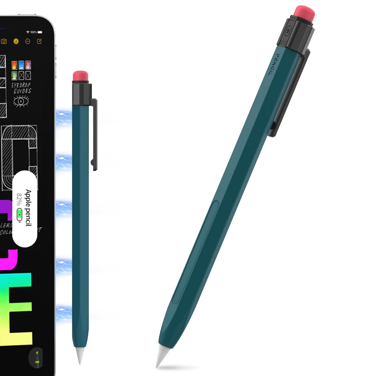 Photo 1 of TRONWIN Apple Pencil Pro Case for Apple Pencil 2nd Generation Sleeve Silicone Cover Perfect Grip Skin Classic Design with Sturdy Clip Compatible with Apple Pencil 2 for ipad pro (Deep Green)