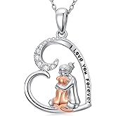 LWXIE Diamond Dog Necklace for Women 925 Sterling Silver Keepsake Dog Pendant with Lab Grown Diamond Always in My Heart Jewelry Gift for Pet Lover