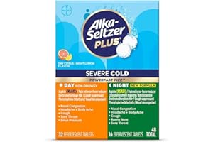 ALKA-SELTZER Plus Severe Cold & Flu Medicine - PowerFast Fizz Tablets for Adults and Children 12+ - 48ct