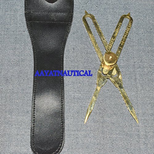 Solid Brass Divider Drafti Proportional Tool 6" Navigational Compass Caliper With Leather Cover
