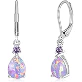CiNily Leverback Opal Dangle Drop Earrings For Women Girls 14K Gold Plated Teardrop Earrings