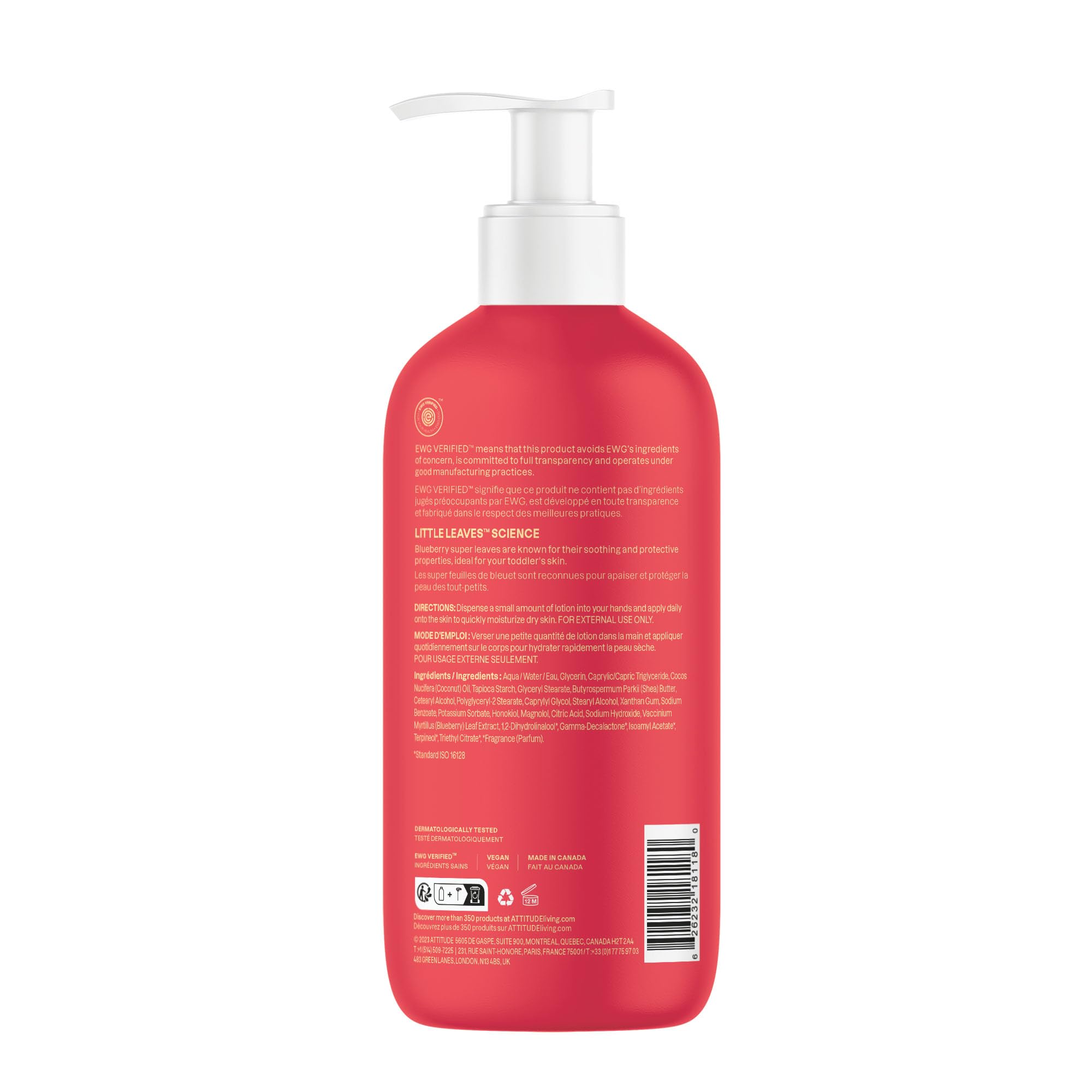 ATTITUDE Body Lotion for Kids, EWG Verifed Moisturizer, Dermatologically Tested, Plant and Mineral Based Cream, Vegan, Mango, 16 Fl Oz